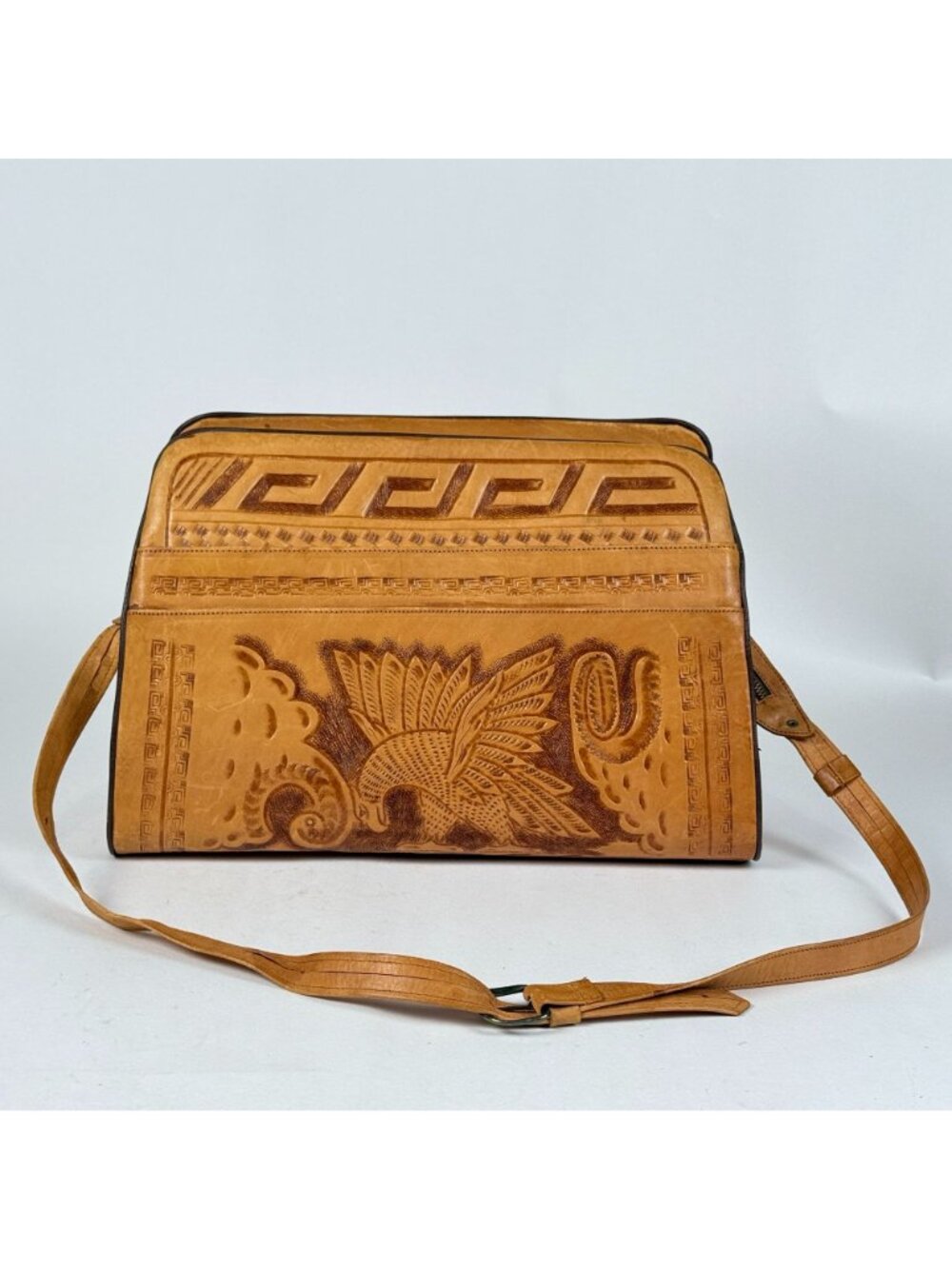 Vintage Creaciones Del Corzo Tooled Leather Eagle Mexican Crossbody Bag Repair